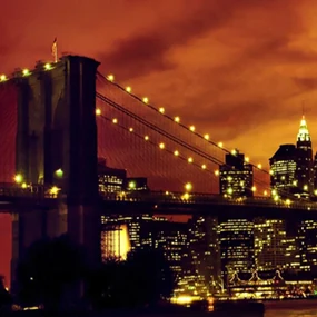 Gario Paraván Brooklynský most a Manhattan pri západe slnka Rozmery: 145 x 170 cm, Prevedenie: Otočný paraván 360°