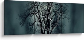 Obraz stromov pri zatmení (s hodinami) (90x30 cm)