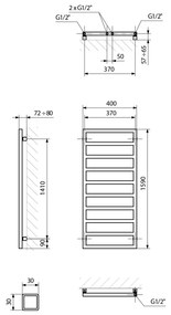 Sapho Sapho, GIANLUCA vykurovacie teleso 400x1590mm, čierna matná, GL159B
