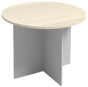 Rokovací stôl s guľatou doskou PRIMO GRAY, priemer 100 cm, sivá/breza