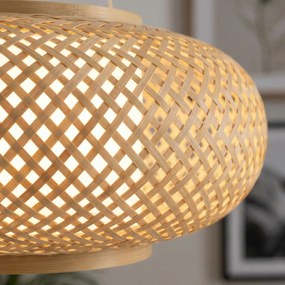 Toolight Natural, závesné stropné svietidlo 40cm, 3xE27, APP1908-3CP, prírodná hnedá-čierna, OSW-66056