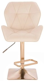LuxuryForm DESIGN Barová stolička MILANO MAX VELUR na zlatej hranatej podstave- krémová