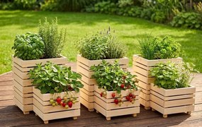 AMADEA Drevený dizajnový obal na kvetináč, 33,6x33,6x28cm