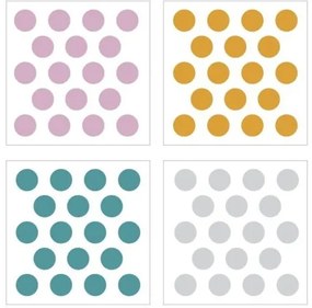 Samolepka do dětského pokoje sada konfety růžová, žlutá, tyrkysová, šedá 5cm