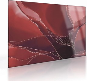 Sklenený obraz - Červená abstraktná kvetina N⁰2 (70x50 cm)