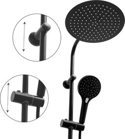Erga Bergen, sprchový set s termostatickou batériou a dažďovou sprchou 30 cm, čierna matná, ERG-YKA-BP.BERGEN THERM 30 BLK
