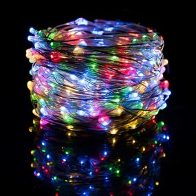 SPRINGOS LED reťaz Nano - 20m, 200LED, 8 funkcií, IP44, multicolor