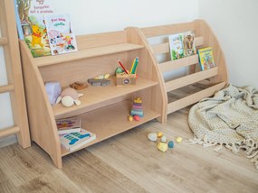 Woodisio Detská polica na hračky BONNI buk Farba: Transparentný lak - šedá