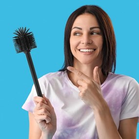 Erga Halika, náhradná WC kefa so silikónovou hlavou, 34 cm, čierna, ERG-YKA-V.WCZ-HALIKA-SILKA-BLK