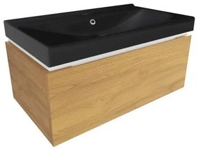 Kúpeľňová skrinka s umývadlom SAT Feel 80x30x46 cm dub medový mat SATFEEL80DMU1MB, 1 ks