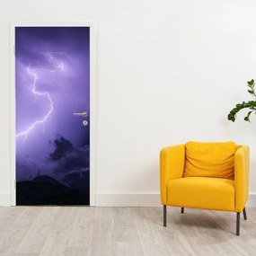 Fototapeta na dvere - Fialová obloha a blesk (95x205cm)
