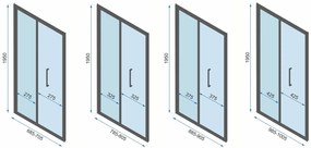Rea Fold, 3-stenová sprchová kabína so skladacími dverami 80 (dvere) x 100 (stena) x 195 cm, čierny profil, KPL-09912