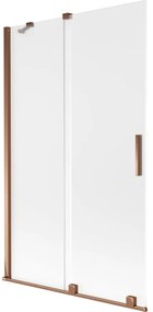 Mexen Velar, 2-krídlová posuvná vaňová zástena 110 x 150 cm, 8mm sklo námraza, ružové zlato, 896-110-000-31-60