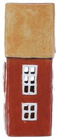 Svietnik Domček červená, keramika, 11 x 9 x 23 cm