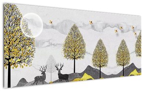 Obraz maľovaných jeleňov (120x50 cm)