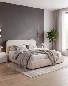 Čalúnená posteľ Lily s úložným priestorom 160x200, svetlobéžová