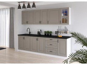 Kuchynská linka Stilo claygrey/biela 260 bez dosku