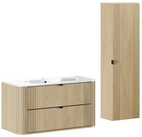 Koupelnová sestava Ovalia se skříňkami a zápustným umyvadlem 100 cm dub Cremona