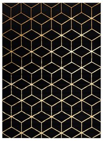 Koberec moderný 3D GLOSS 409C 86  Kocky glamour, art deco čierno / zlatý