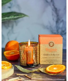 Organická vykurovacia sviečka Mandarin & Bay Leaf 200 g v skle so zlatou fóliou