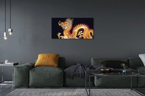 Obraz canvas Golden Japanese Dragon 125x50 cm