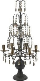 Mocca antik francúzsky svietnik s kryštálmi French Antique – 35,5*31,5*70 cm