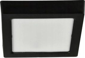 LED prisadený stropný panel – štvorec, 12 W, 1200 lm, čierny