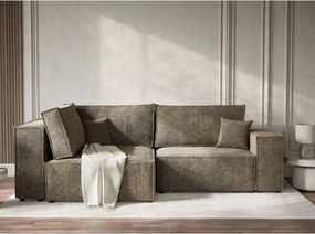 Hnedá ženilková rozkladacia/s úložným priestorom rohová pohovka (ľavý roh/do L) Tonga – Maison de Rêve