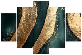 Obraz - Zelená abstrakcia so zlatom I. (150x105 cm)