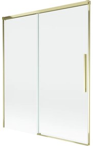 Mexen Rox, 2-krídlová posuvná vaňová zástena 140 x 150 cm, 8mm číre sklo, zlatý lesklý profil, 8C9-140-001-50-00
