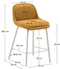 Barová stolička v horčicovej farbe (výška sedadla 65 cm) Aimin – Kave Home