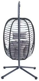 Autronic, Záhradné závesné kreslo, kov, polyratan, sivé, AZ-V1289 GREY