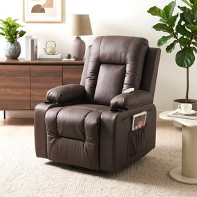 Masážne kreslo BOX, hnedá farba ekokoža