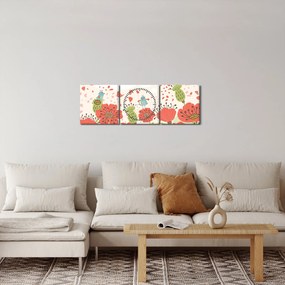 Obraz - Vtáčiky na rozkvitnutej lúke (s hodinami) (90x30 cm)