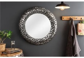 Dizajnové okrúhle zrkadlo Love mozaika 82 cm strieborná