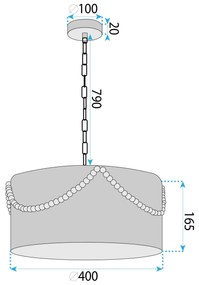Toolight Toolight, stropné svietidlo 40cm, 1xE27, APP1741-1CP, prírodná hnedá, OSW-05123