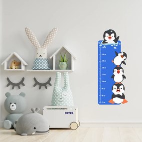 PIPPER. Detský meter - Veselé tučniaky - textilná nálepka na stenu