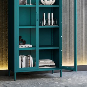 Vitrína ANGELO, 800 x 1850 x 450 mm, Modern: morská modrá