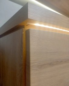 Obývacia stena Bolus, dub artisan, s osvetlením