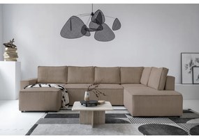 Béžová menčestrová rozkladacia rohová pohovka (pravý roh/do tvaru "U") Brave Dave – Miuform