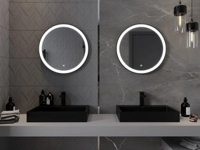 Mexen Esso podsvietené kúpeľňové zrkadlo, okrúhle 60 cm, LED 6000K, proti zahmlievaniu, čierny rám - 9825-060-060-611-70