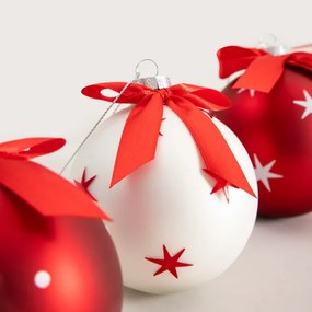 Závesná vianočná dekorácia FIKCO červená / biela 751882 (4 ks)