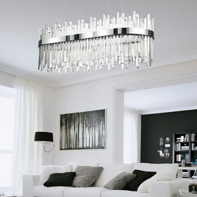 Toolight Toolight, LED krištáľové svietidlo 80x35 cm, 62W, APP1514-CP80, chrómová, OSW-03262