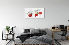 Obraz na skle Water Strawberry biele pozadie 140x70 cm