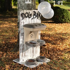 BAMA Misky pre psov na zavesenie na stenu, hnedosivá