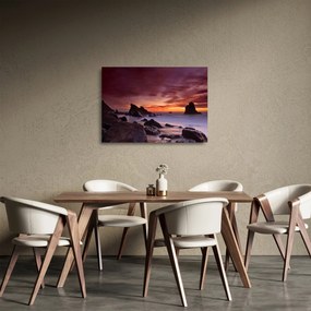 Sklenený obraz západu slnka na pobreží (70x50 cm)
