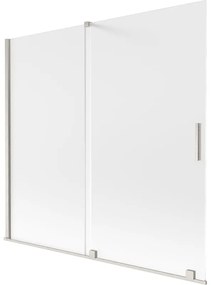 Mexen Velar, 2-krídlová posuvná vaňová zástena 170 x 150 cm, 8mm sklo námraza, brúsená oceľ, 896-170-000-31-97