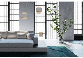 Stolná lampa Boho, 1x jutové/sivé textilné tienidlo