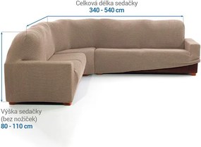 Super strečové poťahy NIAGARA oriešková rohová sedačka (š. 340 - 540 cm)