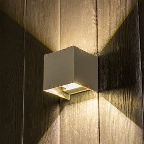 Záhradná LED fasádna nástenná lampa 2x3W 4000K Nastaviteľná hore dole sivá CUBE